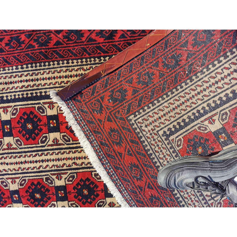 197 x 102 cm Persian Baluch Geometric Red Rug - Rugoutlet