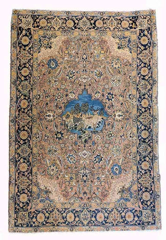 198 x 142 cm Beautiful old Kashan Antique Brown Rug - Rugoutlet