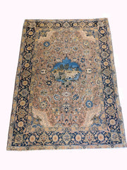 198 x 142 cm Beautiful old Kashan Antique Brown Rug - Rugmaster
