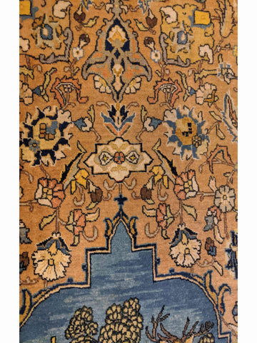 198 x 142 cm Beautiful old Kashan Antique Brown Rug - Rugoutlet