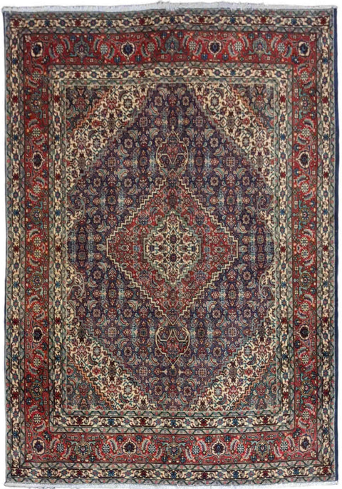 198 x 147 cm Persian Handmade Qum Traditional Red Rug - Rugoutlet