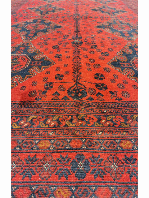 198 x 288 cm Afghan Khan Tribal Red Rug - Rugmaster