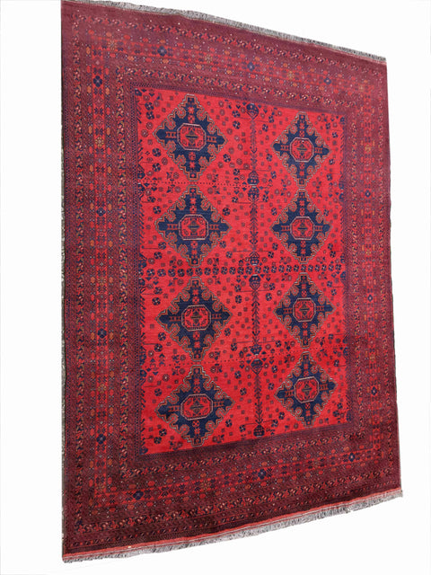 198 x 288 cm Afghan Khan Tribal Red Rug - Rugmaster