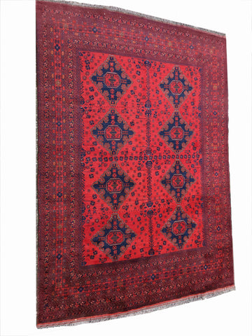 198 x 288 cm Afghan Khan Tribal Red Rug - Rugmaster