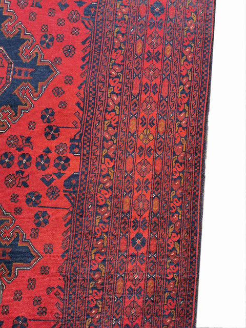 198 x 288 cm Afghan Khan Tribal Red Rug - Rugmaster