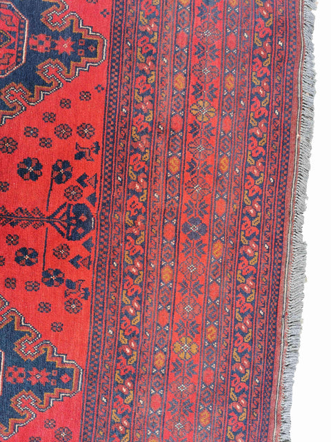 198 x 288 cm Afghan Khan Tribal Red Rug - Rugmaster