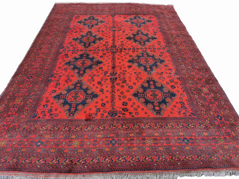 198 x 288 cm Afghan Khan Tribal Red Rug - Rugmaster