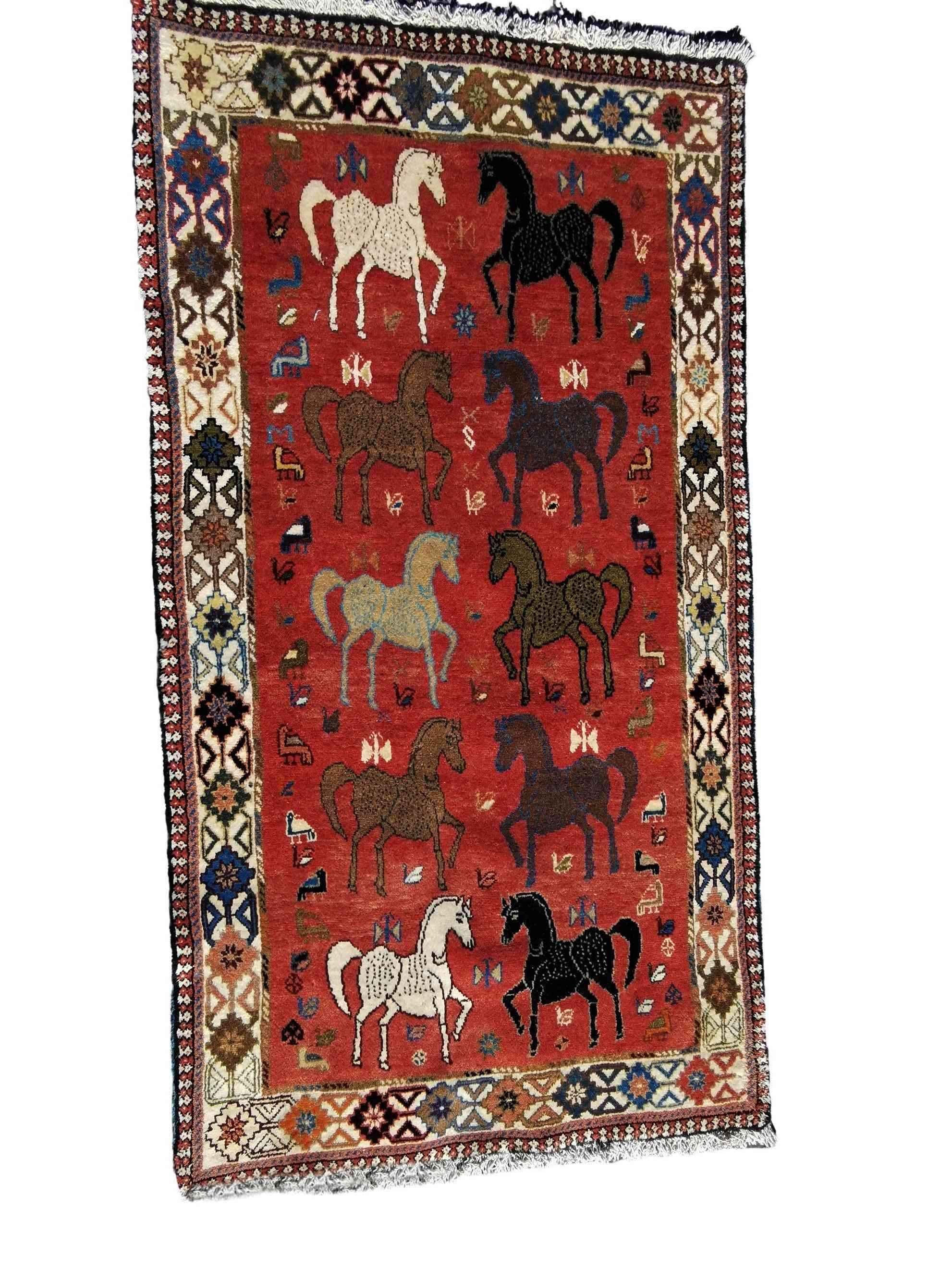 200 x 100 cm Qashqai Persian Tribal Red Rug - Rugmaster