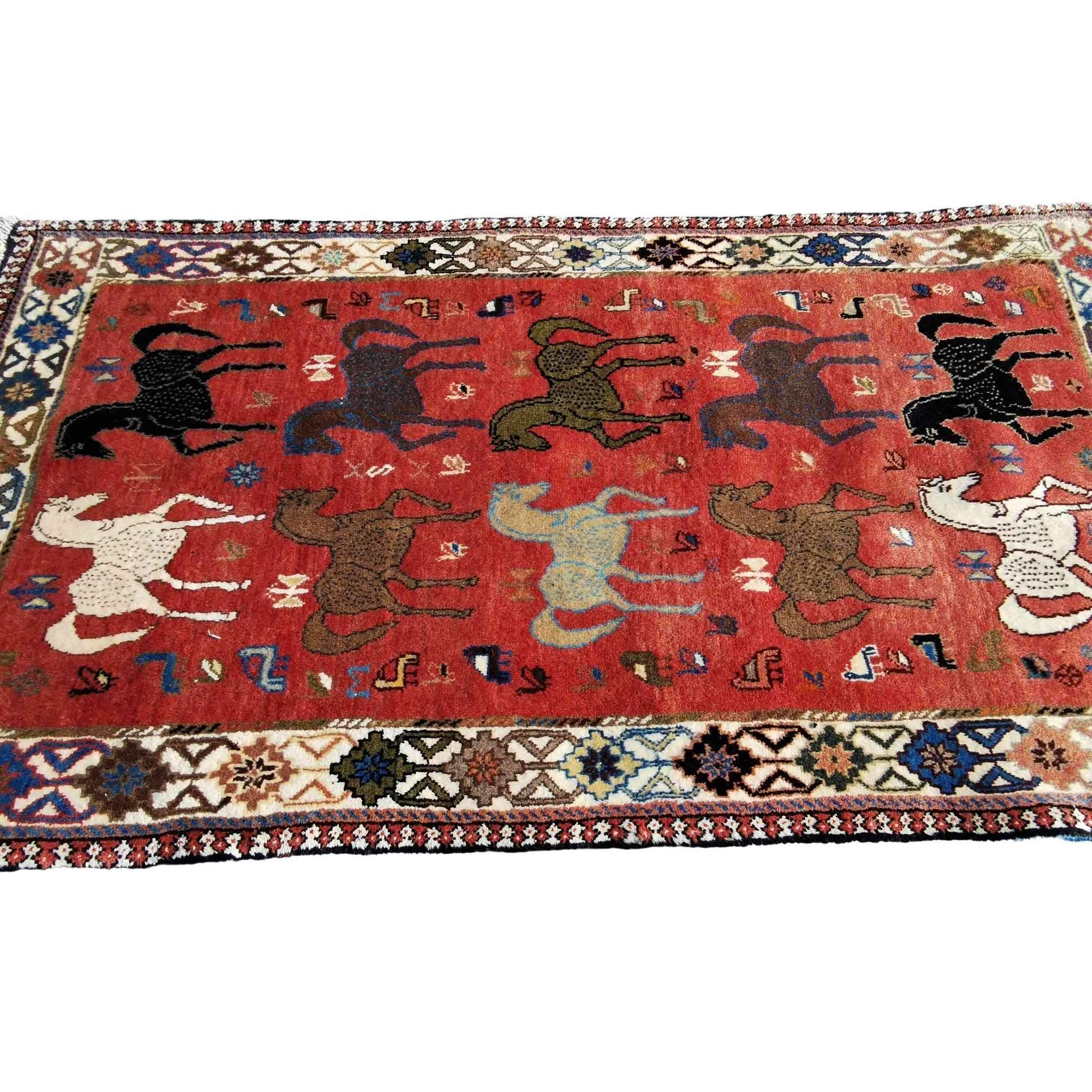 200 x 100 cm Qashqai Persian Tribal Red Rug - Rugmaster