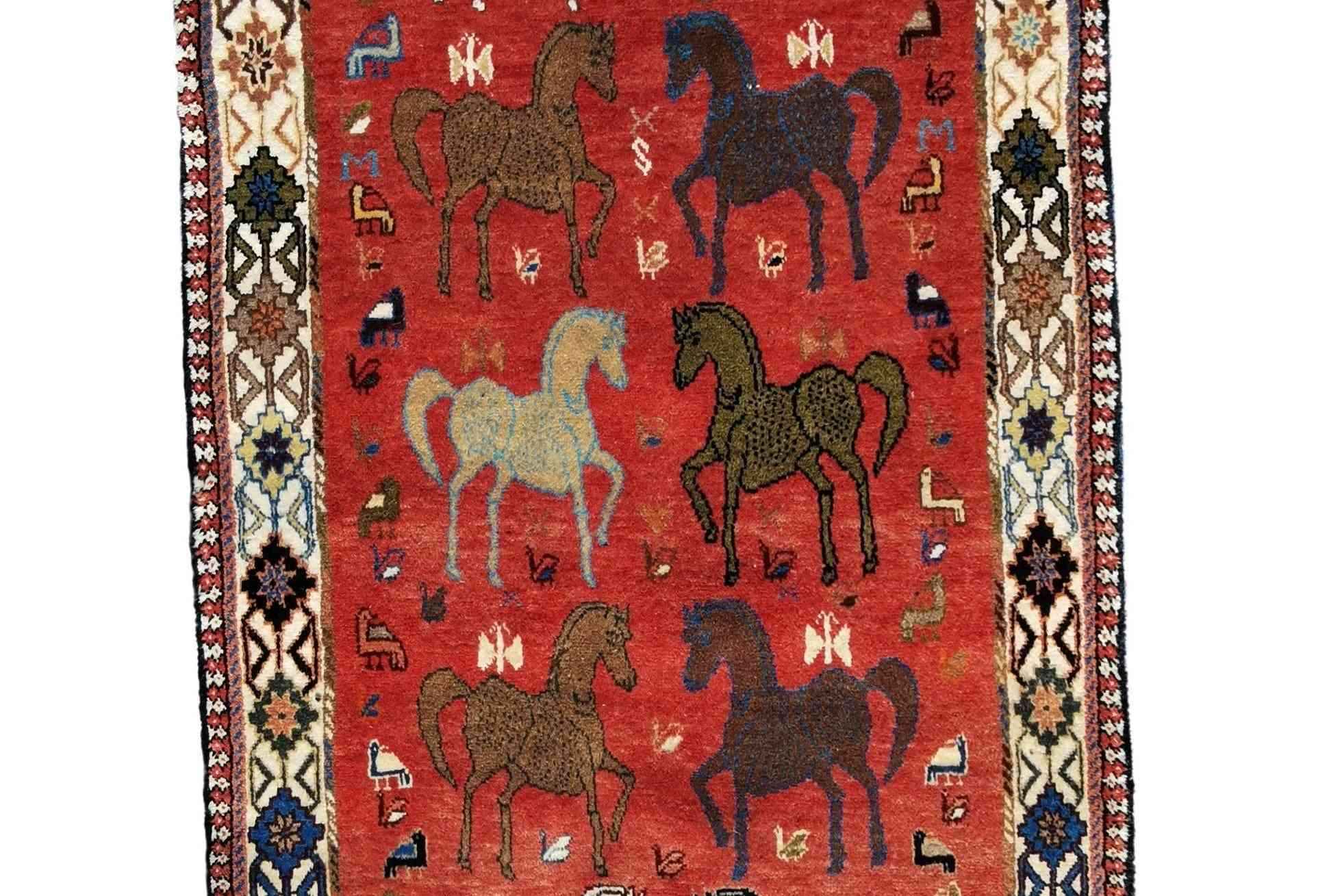 200 x 100 cm Qashqai Persian Tribal Red Rug - Rugmaster
