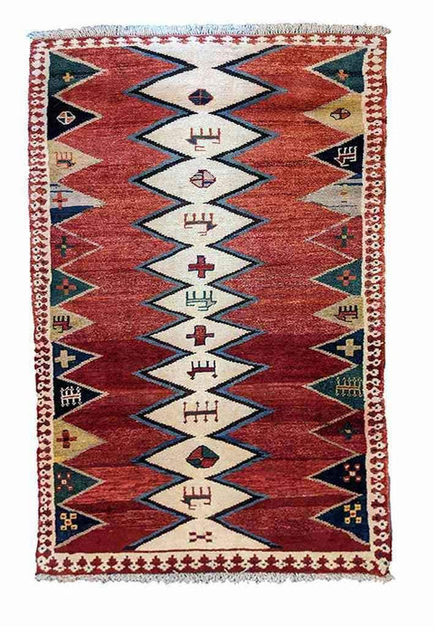 200 x 102 cm Shiraz Qashqai Traditional Red Rug - Rugoutlet