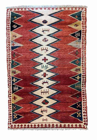 200 x 102 cm Shiraz Qashqai Traditional Red Rug - Rugoutlet