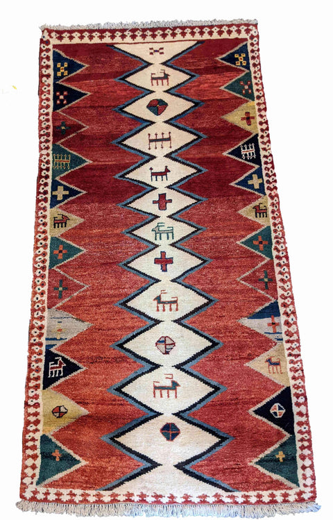200 x 102 cm Shiraz Qashqai Traditional Red Rug - Rugoutlet