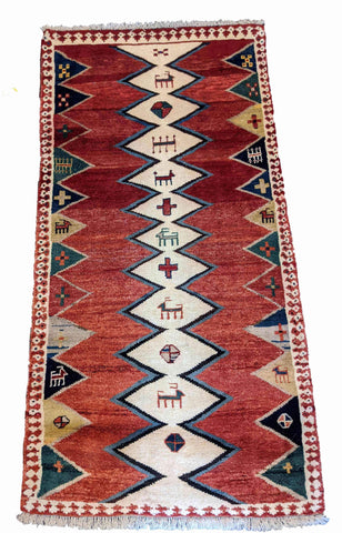 200 x 102 cm Shiraz Qashqai Traditional Red Rug - Rugoutlet