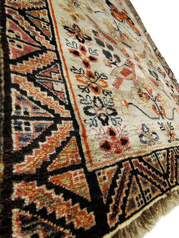 200 x 105 cm Qashqai Persian Tribal Brown Rug - Rugoutlet
