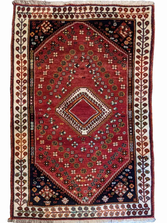 200 x 105 cm Qashqai Tribal Red Rug - Rugoutlet