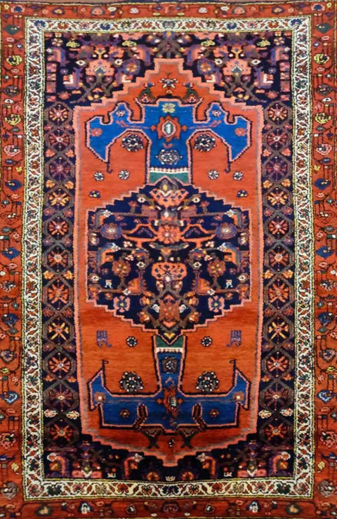 200 x 110 cm Persian hamadan Traditional Orange Rug - Rugoutlet
