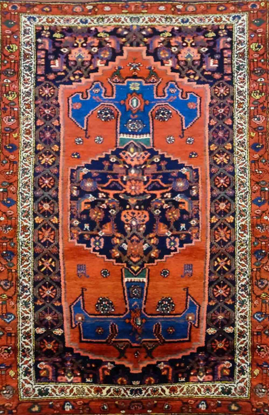 200 x 110 cm Persian hamadan Traditional Orange Rug - Rugmaster