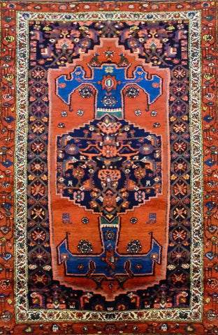 200 x 110 cm Persian hamadan Traditional Orange Rug - Rugoutlet