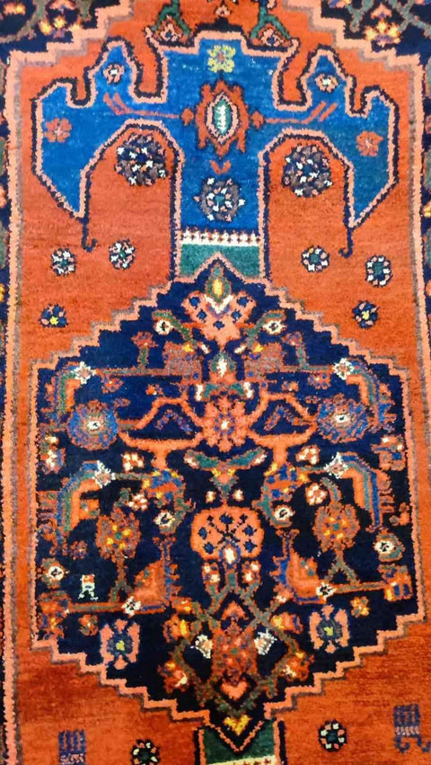 200 x 110 cm Persian hamadan Traditional Orange Rug - Rugoutlet