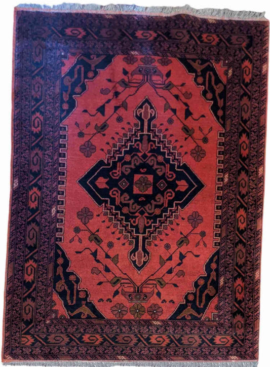 200 x 125 cm Afghan Khan Tribal Red Rug - Rugmaster
