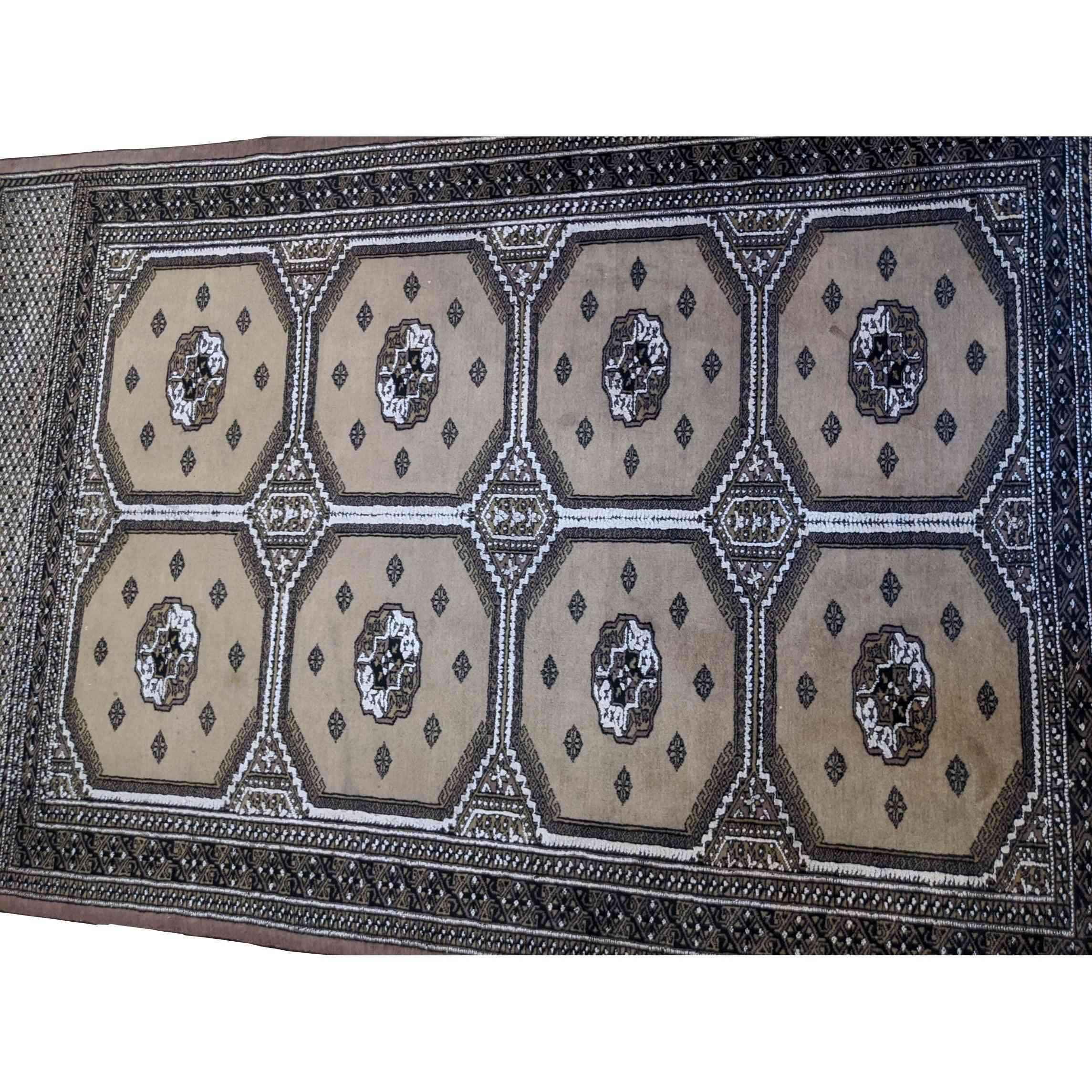 200 x 125 cm Silk and wool Pakistan Bukhara Modern Grey Rug - Rugmaster