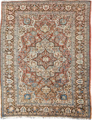 200 x 135 cm Handmade Kerman Traditional Brown Rug - Rugoutlet