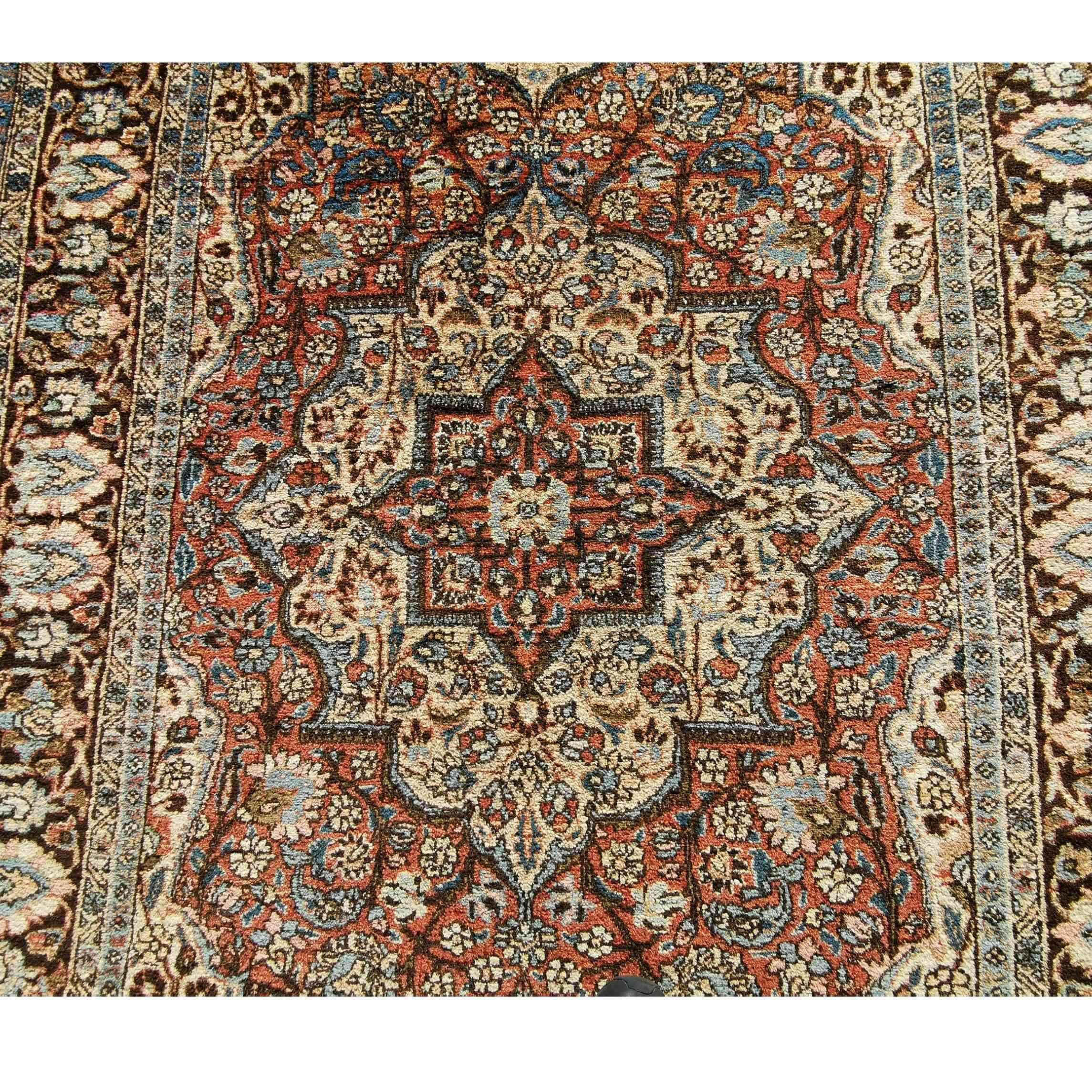 200 x 135 cm Handmade Kerman Traditional Brown Rug - Rugoutlet