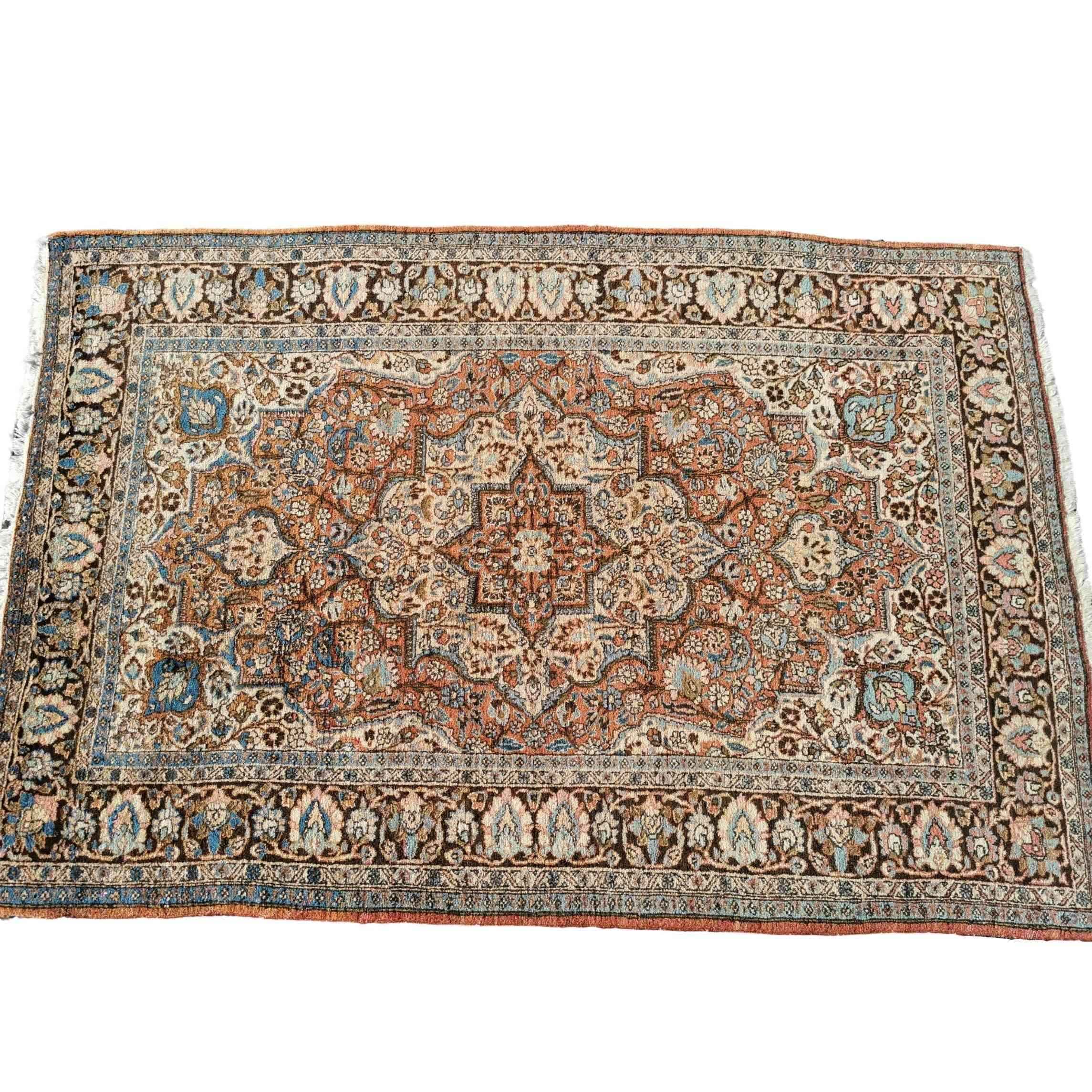 200 x 135 cm Handmade Kerman Traditional Brown Rug - Rugoutlet