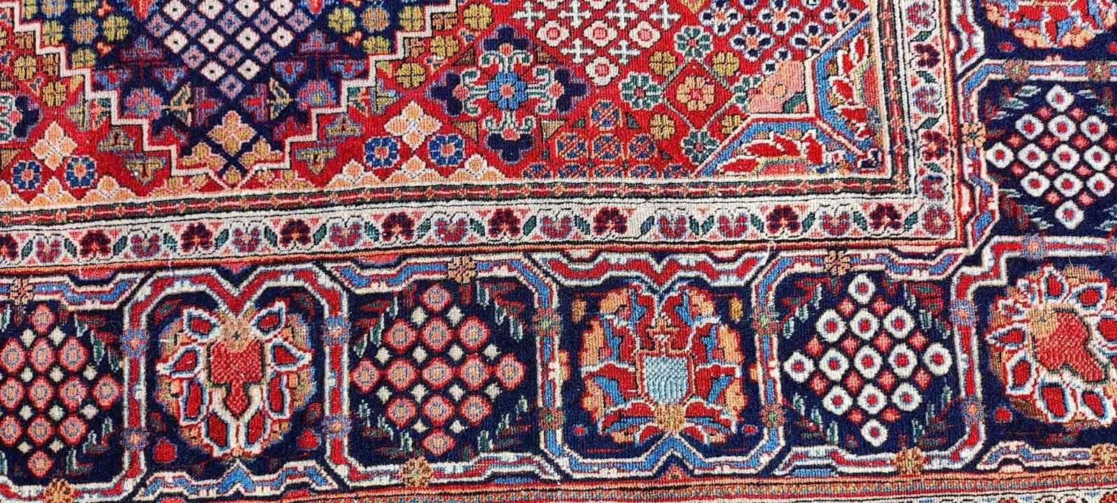 200 x 135 cm Unique Persian Kashan Traditional Red and blue Rug - Rugoutlet