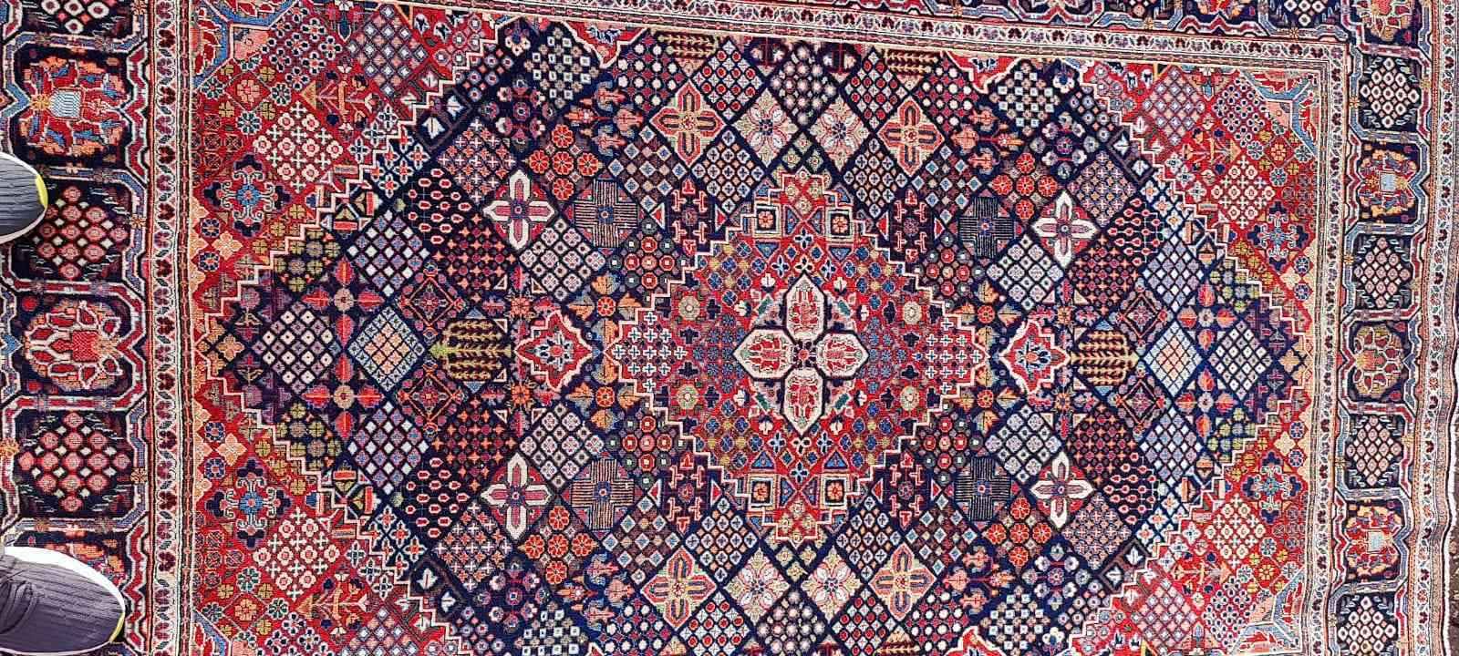 200 x 135 cm Unique Persian Kashan Traditional Red and blue Rug - Rugoutlet