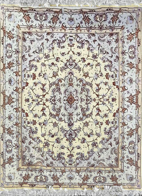 200 x 150 cm Fine Persian Tabriz Handmade Yellow Rug - Rugoutlet