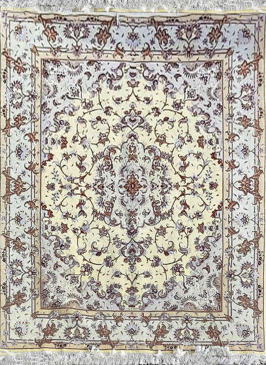 200 x 150 cm Fine Persian Tabriz Handmade Yellow Rug - Rugmaster