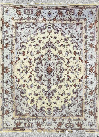 200 x 150 cm Fine Persian Tabriz Handmade Yellow Rug - Rugoutlet