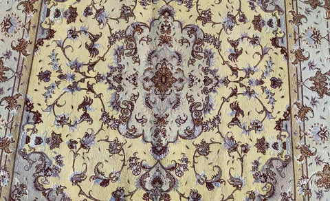 200 x 150 cm Fine Persian Tabriz Handmade Yellow Rug - Rugoutlet