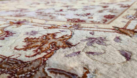 200 x 150 cm Fine Persian Tabriz Handmade Yellow Rug - Rugoutlet