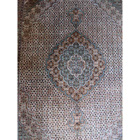 200 x 150 cm Persian Tabriz Geometric White Rug - Rugoutlet
