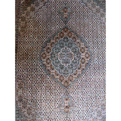 200 x 150 cm Persian Tabriz Geometric White Rug - Rugmaster