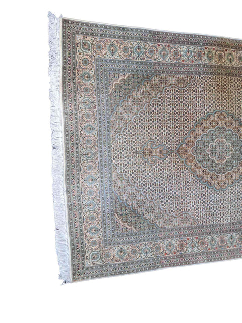200 x 150 cm Persian Tabriz Geometric White Rug - Rugoutlet