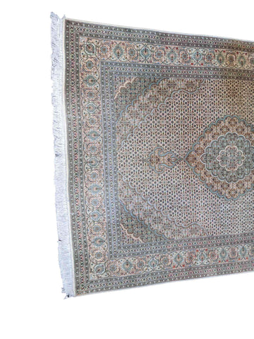 200 x 150 cm Persian Tabriz Geometric White Rug - Rugoutlet