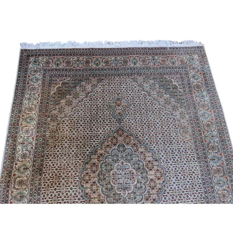 200 x 150 cm Persian Tabriz Geometric White Rug - Rugoutlet
