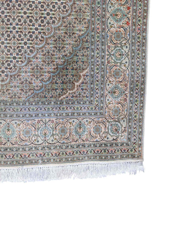200 x 150 cm Persian Tabriz Geometric White Rug - Rugmaster