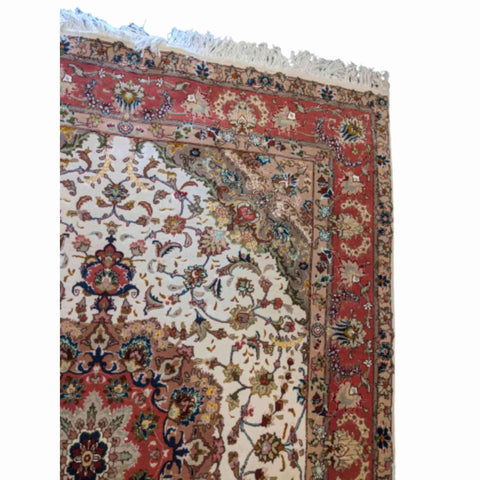 200 x 150 cm Persian Tabriz Silk White Rug - Rugoutlet
