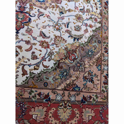 200 x 150 cm Persian Tabriz Silk White Rug - Rugoutlet