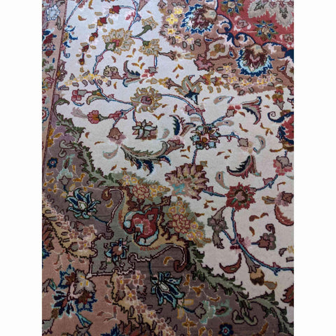 200 x 150 cm Persian Tabriz Silk White Rug - Rugoutlet