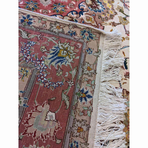 200 x 150 cm Persian Tabriz Silk White Rug - Rugoutlet