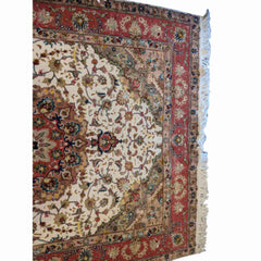 200 x 150 cm Persian Tabriz Silk White Rug - Rugmaster
