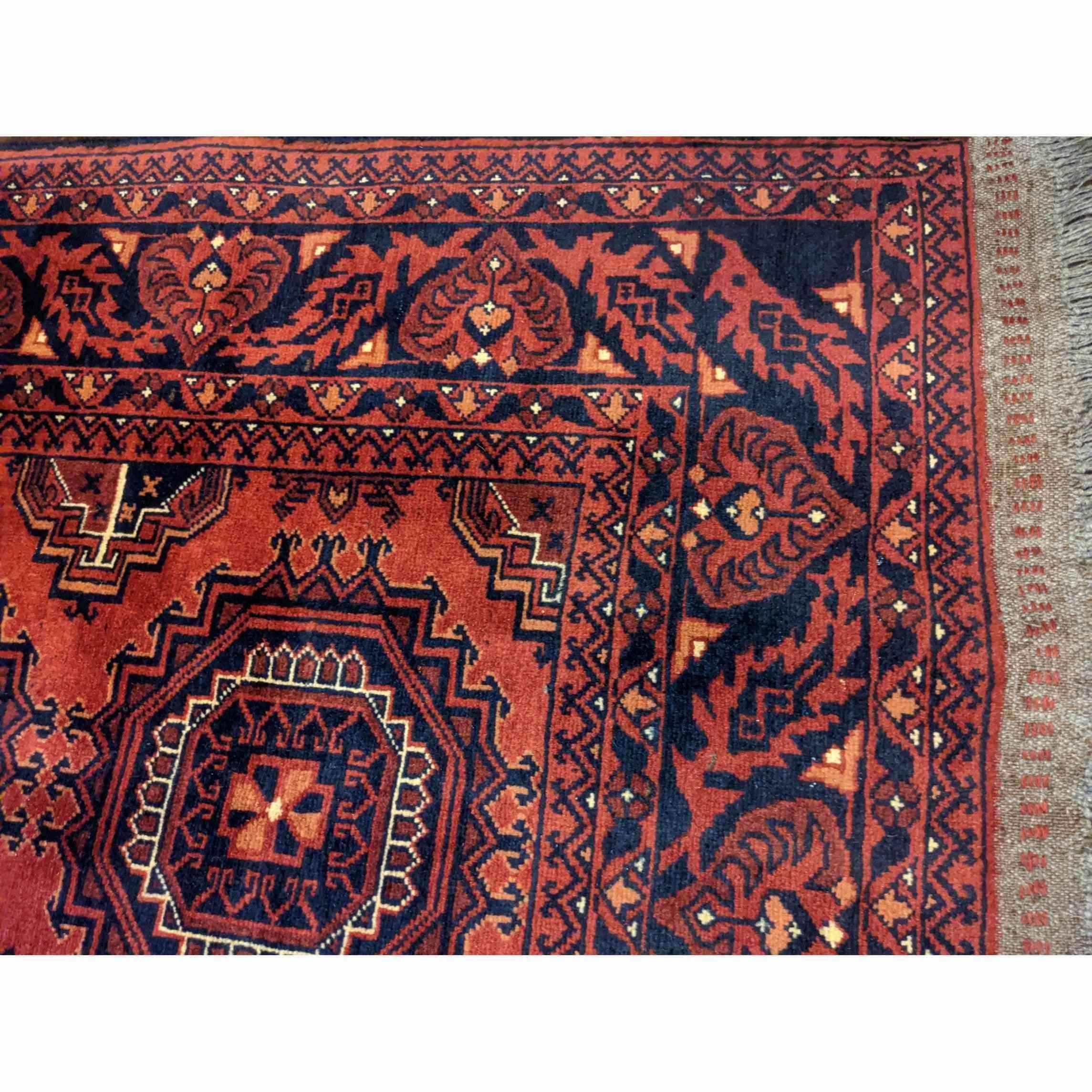 200 x 156 cm Afghan Khan Tribal Red Rug - Rugmaster