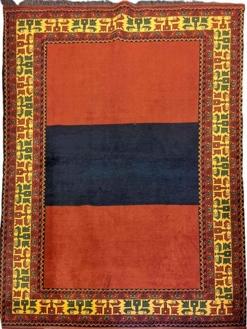 200 x 157 cm Afghan Khan Tribal Orange Rug - Rugoutlet