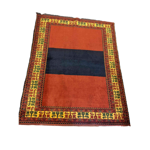 200 x 157 cm Afghan Khan Tribal Orange Rug - Rugoutlet